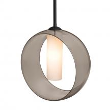 Besa Lighting 1TT-PLATOSM-LED-BK - Besa, Plato Stem Pendant, Smoke/Opal, Black Finish, 1x5W LED