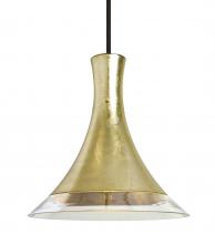 Besa Lighting 1TT-RIOGF-LED-BK - Besa, Rio Stem Pendant, Gold Foil/Clear, Black Finish, 1x9W LED