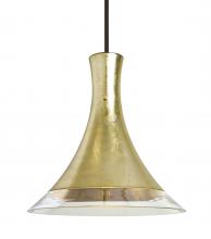 Besa Lighting 1TT-RIOGF-LED-BR - Besa, Rio Stem Pendant, Gold Foil/Clear, Bronze Finish, 1x9W LED