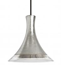 Besa Lighting 1TT-RIOSF-LED-BK - Besa, Rio Stem Pendant, Silver Foil/Clear, Black Finish, 1x9W LED