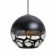 Besa Lighting 1TT-ROCKYBK-SN-L - Besa, Rocky Stem Pendant, Black, Satin Nickel Finish, 1x60W Medium Base, 15Ft. Cord