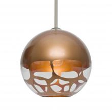 Besa Lighting 1TT-ROCKYCP-SN-L - Besa, Rocky Stem Pendant, Copper, Satin Nickel Finish, 1x60W Medium Base, 15Ft. Cord