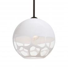 Besa Lighting 1TT-ROCKYWH-BR-L - Besa, Rocky Stem Pendant, White, Bronze Finish, 1x60W Medium Base, 15Ft. Cord