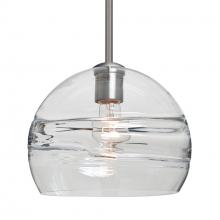 Besa Lighting 1TT-SPIR10CL-SN-L - Besa Spirit 10 Pendant, Clear, Satin Nickel Finish, 1x60W Medium Base, 15Ft. Cord