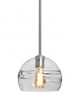 Besa Lighting 1TT-SPIR8CL-EDIL-SN-L - Besa Spirit 8 Pendant, Clear, Satin Nickel Finish, 1x8W LED Filament, 15Ft. Cord