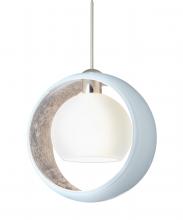 Besa Lighting 1XC-4293SF-LED-SN-L - Besa Pendant Pogo Satin Nickel White/Inner Silver 1x5W LED, 15Ft. Cord