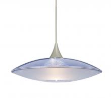 Besa Lighting 1XC-6294BL-LED-SN-L - Besa Pendant Spazio Satin Nickel Blue/Frost 1x5W LED, 15Ft. Cord