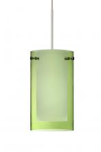 Besa Lighting 1XC-L44007-LED-SN-L - Besa Pendant Pahu 4 Satin Nickel Transparent Olive/Opal 1x5W LED, 15Ft. Cord