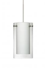 Besa Lighting 1XT-C44007-LED-SN-L - Besa Pendant Pahu 4 Satin Nickel Clear/Opal 1x5W LED, 15Ft. Cord