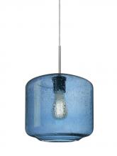 Besa Lighting 1JC-NILES10BL-EDIL-SN - Besa Niles 10 Pendant, Blue Bubble, Satin Nickel Finish, 1x4W LED Filament