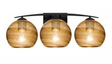 Besa Lighting 3WC-JILLYAM-BK - Besa, Jilly Vanity, Vapor Amber, Black Finish, 3x60W Medium Base