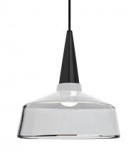 Besa Lighting J-BARON10WH-LED-BK-L - Besa, Baron 10 Cord Pendant for Mulitport Canopy, White/Clear, Black Finish, 1x9W LED, 15ft.