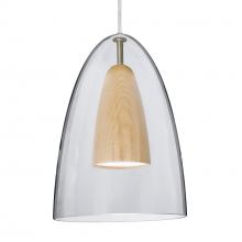 Besa Lighting J-DANOCLNA-LED-SN-L - Besa, Dano Cord Pendant For Multiport Canopy, Clear/Natural, Satin Nickel Finish, 1x9W LED, 15ft.