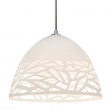 Besa Lighting J-KIEVWH-LED-SN-L - Besa Kiev Pendant for Multiport Canopy, White, Satin Nickel Finish, 1x9W LED, 15Ft. C