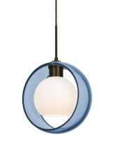 Besa Lighting J-MANABL-LED-BR - Besa Mana Pendant For Multiport Canopy, Blue/Opal, Bronze Finish, 1x9W LED