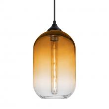 Besa Lighting OP-OMEGA12AM-EDIL-BK - Besa, Omega 12 Outdoor Pendant, Amber/Clear, Black Finish, 1x5W LED Filament