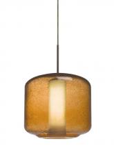 Besa Lighting J-NILES10AO-BR - Besa Niles 10 Pendant For Multiport Canopy, Amber Bubble/Opal, Bronze Finish, 1x60W M