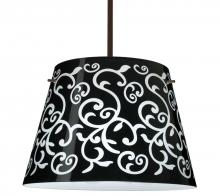 Besa Lighting 1KT-4394BD-LED-BR - Besa Amelia 18 LED Pendant 1KT Black Damask Bronze 3x11W LED