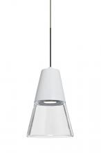 Besa Lighting RXP-TIMO6WC-LED-BR - Besa, Timo 6 Cord Pendant,Clear/White, Bronze Finish, 1x9W LED