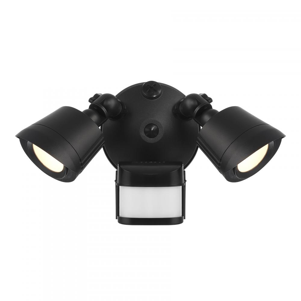 LED Motion Sensored Double Flood Light in Black