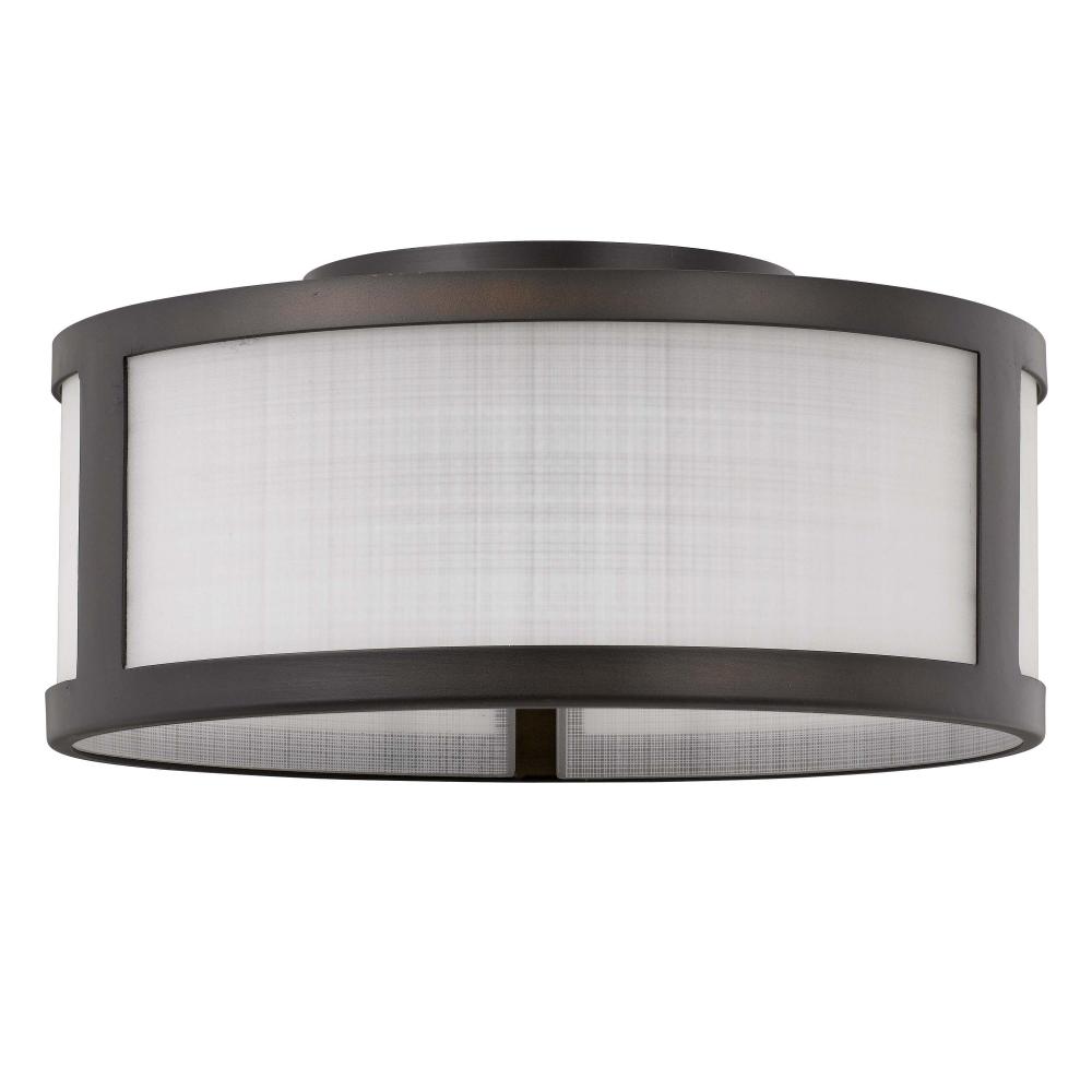 Calais 2-Light ORB Finish Linen Glass Flush Mount 11.8“ X 11.8” X 5.8“