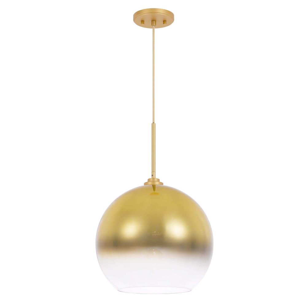 Phantasm II 1-Light Light Gold Finish Champagne Graduated Color Glass Pendant 10“ X 10” X 16“