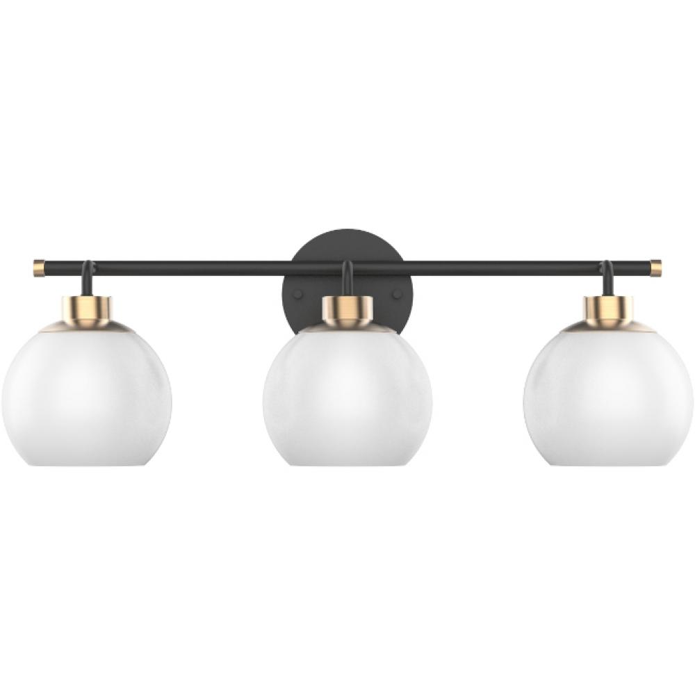 Jinky 3-Light Vanity Light With off White Shades W24" X D7" X H8.5"