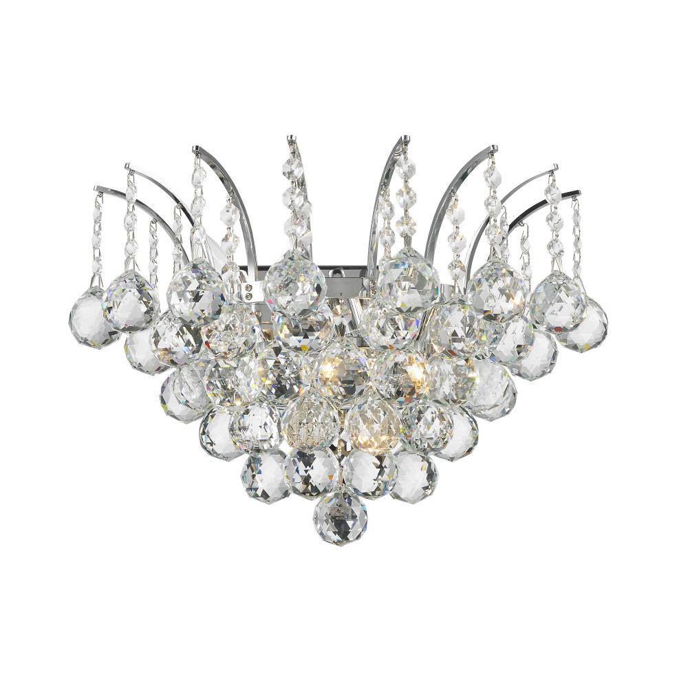 Empire 3-Light Chrome Finish and Clear Crystal Wall Sconce Light 16 in. W X 13 in. H Large