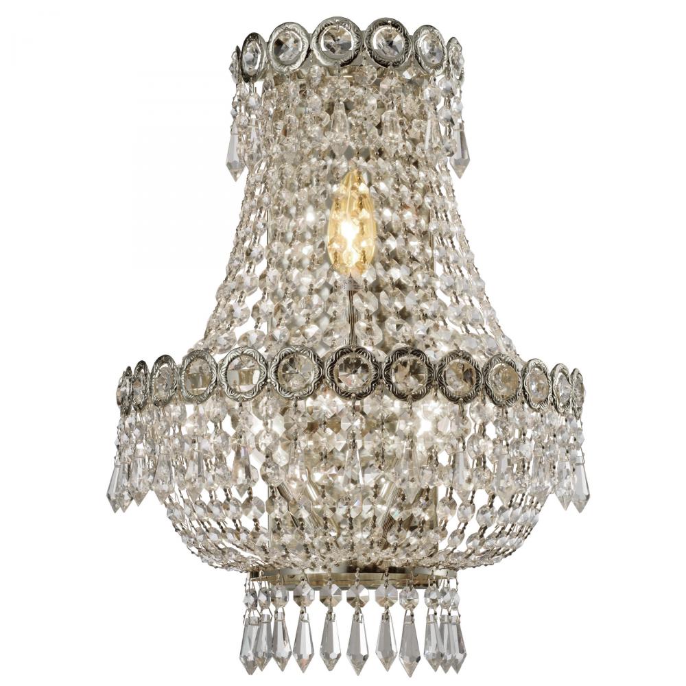 Empire Collection 3 Light Chrome Finish and Clear Crystal Wall Sconce Light 12" W x 7" H Med