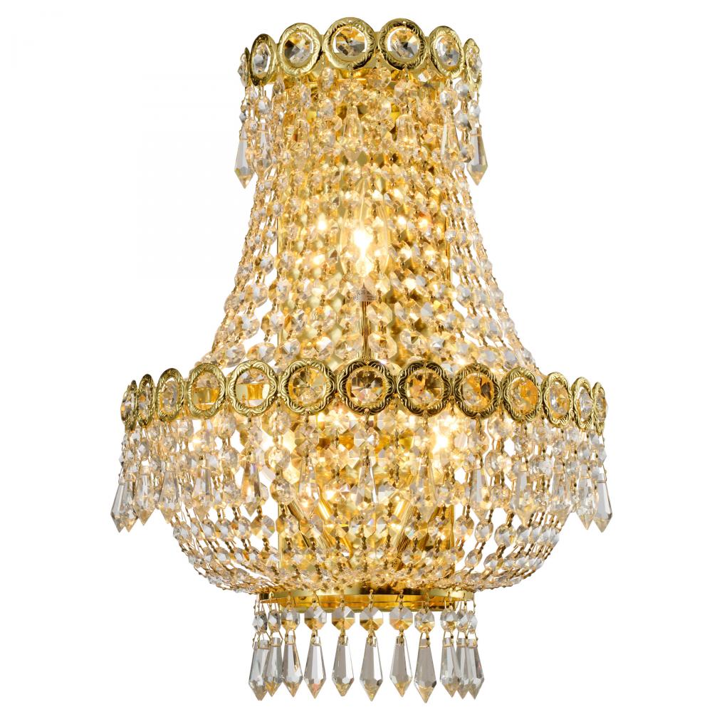 Empire Collection 3 Light Gold Finish and Clear Crystal Wall Sconce Light 12" W x 7" H Mediu