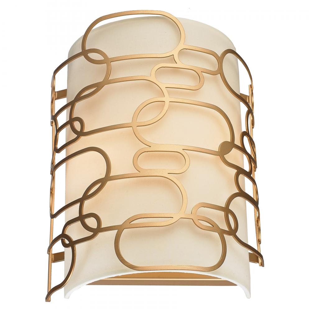 Montauk 2-Light Matte Gold Finish Wall Sconce Light 9 in. W x 13 in. H Medium