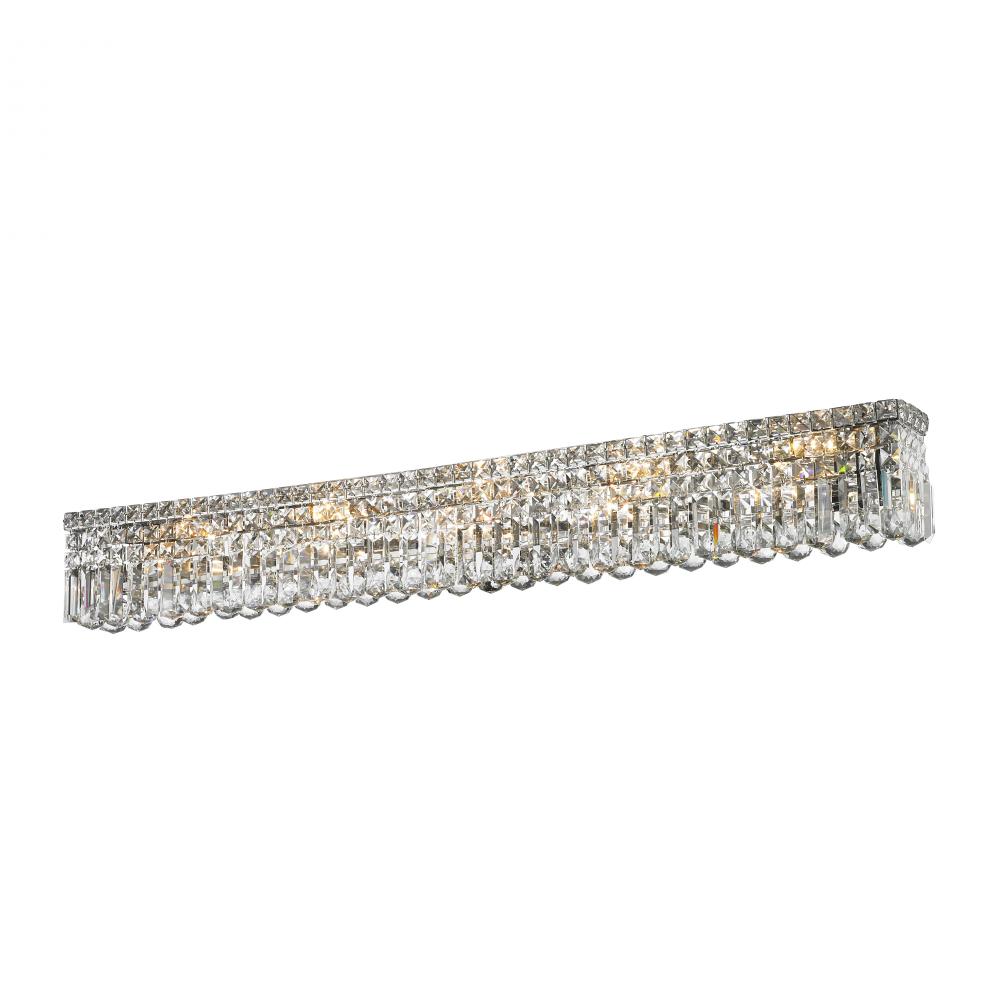 Cascade 10-Light Chrome Finish Crystal Vanity Light 48 in. Wide ADA