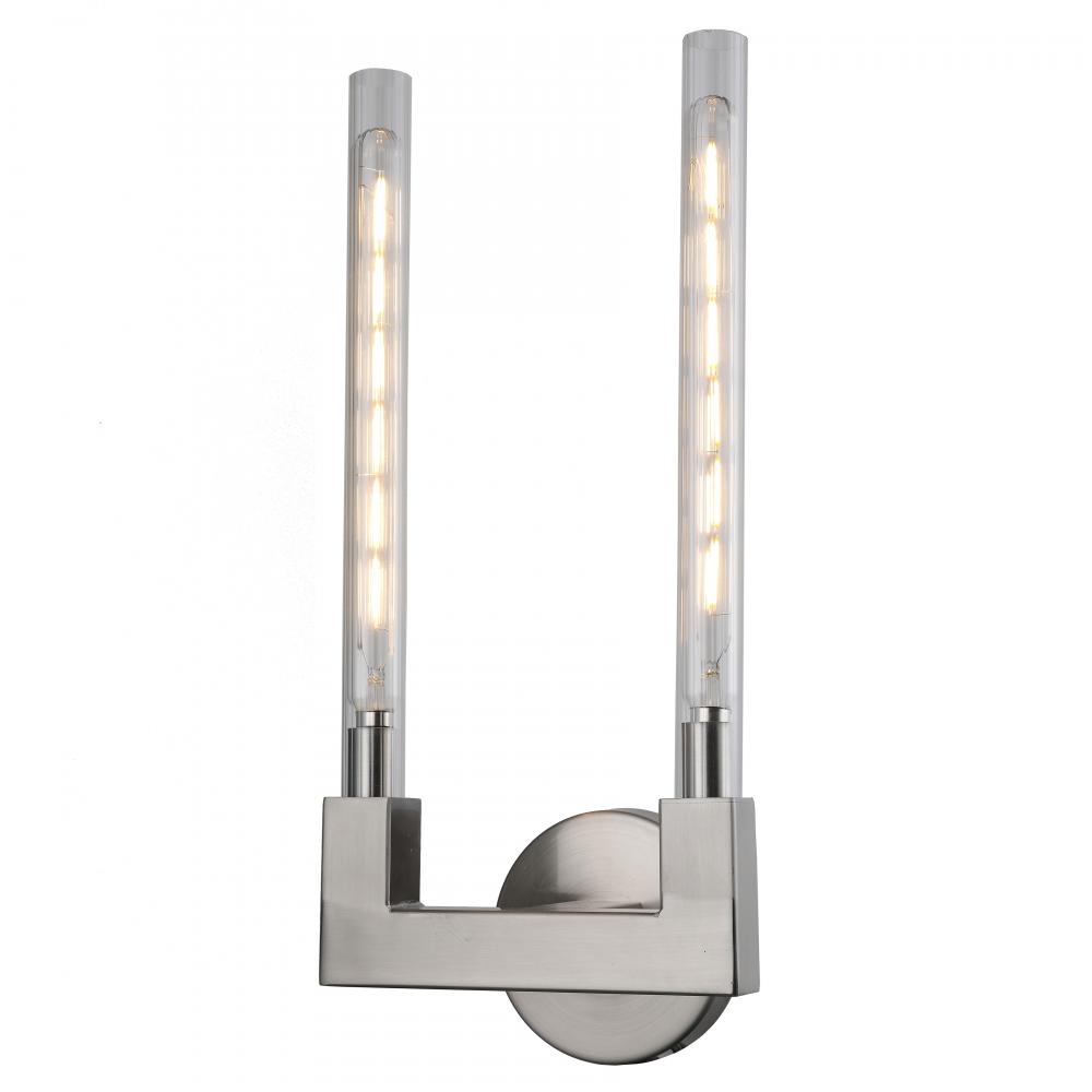 Silhouette 8-Watt Brushed Nickel Finish LED Tall Wall Sconce 5 in. L x 16 in. H 6000K ADA