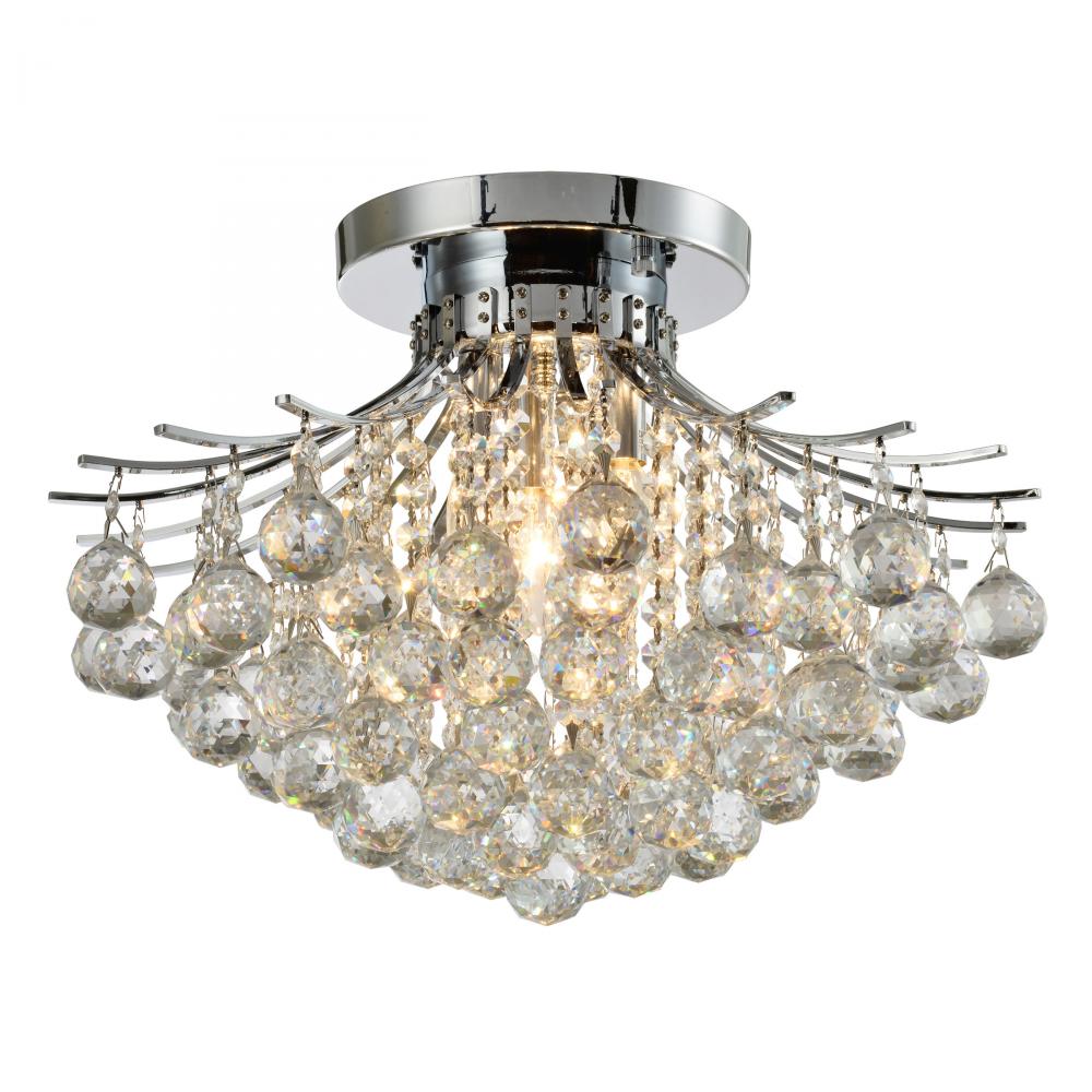 Empire 3-Light Chrome Finish and Clear Crystal Flush Mount Ceiling Light 19 in. Dia x 14 in. H Round