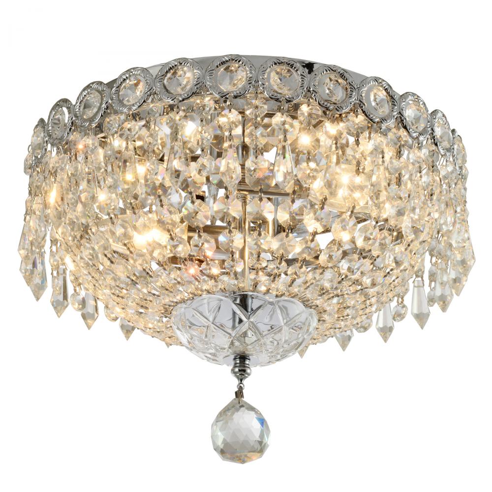 Empire Collection 2 Light Chrome Finish and Clear Crystal Flush Mount Ceiling Light 12" d x 10&#