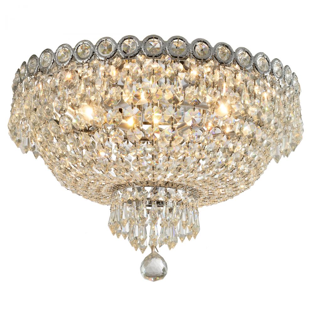 Empire Collection 4 Light Chrome Finish and Clear Crystal Flush Mount Ceiling Light 18" d x 10&#