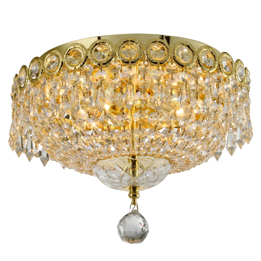 Empire Collection 2 Light Gold Finish and Clear Crystal Flush Mount Ceiling Light 12" d x 10"