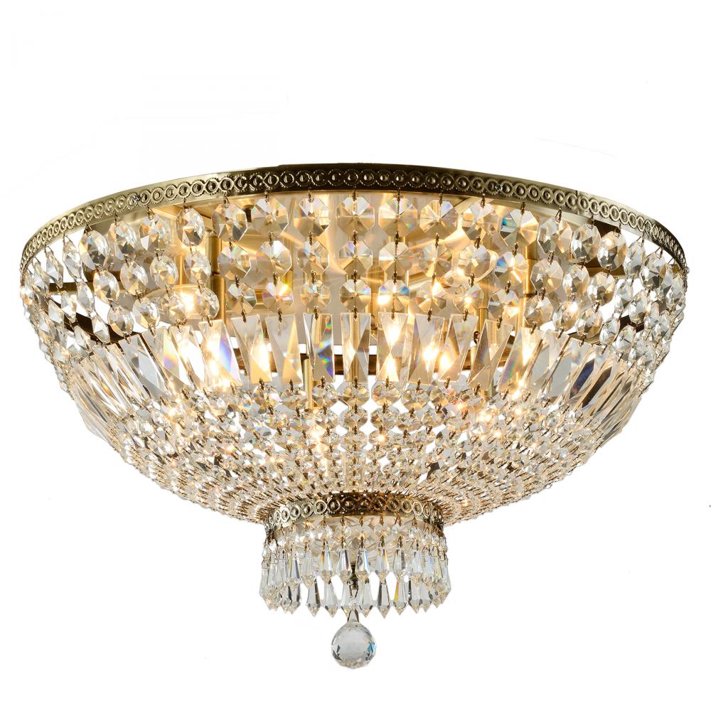 Metropolitan 9-Light Antique Bronze Finish Crystal Flush Mount Ceiling Light 24 in. Dia x 15 in. H R