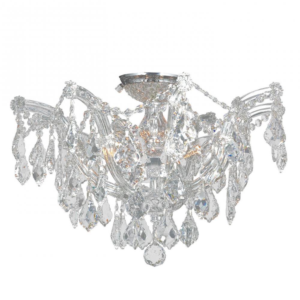 Maria Theresa 6-Light Chrome Finish and Clear Crystal Semi-Flush Mount Ceiling Light 20 in. Dia x 15