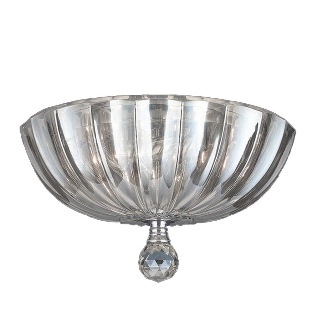 Mansfield 3-Light Chrome Finish and Clear Crystal Bowl Flush Mount Ceiling Light 12 in. Small
