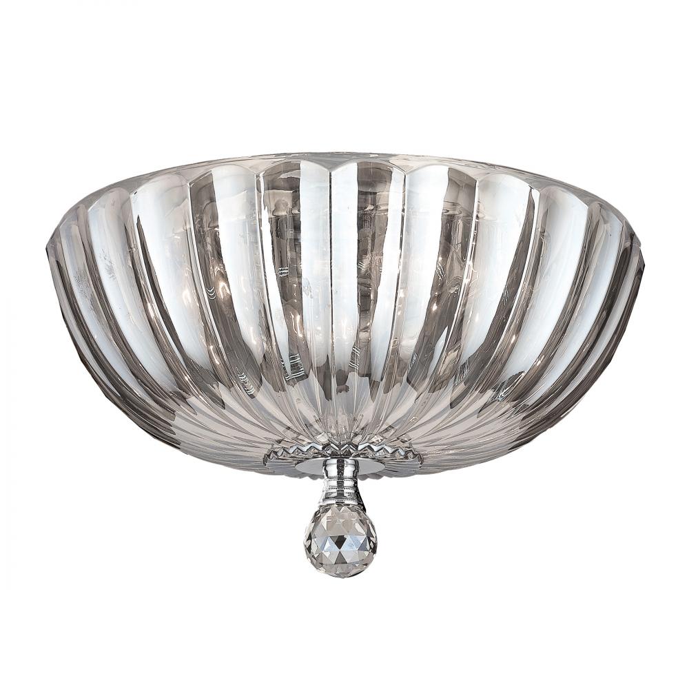Mansfield 4-Light Chrome Finish and Clear Crystal Bowl Flush Mount Ceiling Light 14 in. Medium