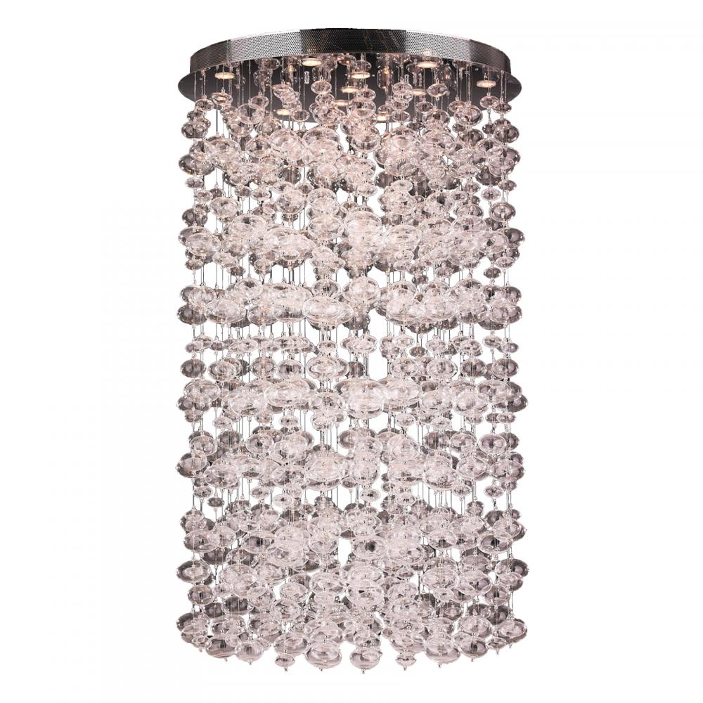 Effervescence 13-Light Halogen Chrome Finish Blown Glass Bubble Flush Mount Ceiling Light 36 in. Dia