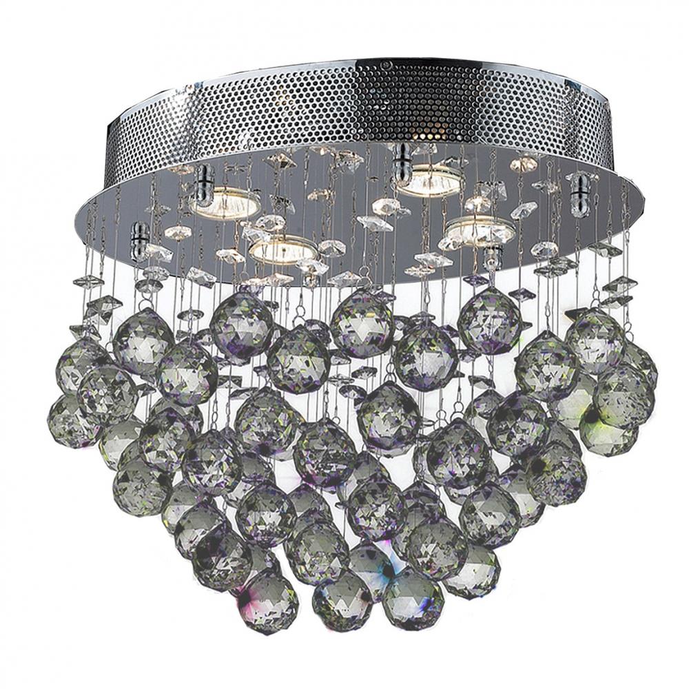 Icicle 4-Light Chrome Finish and Clear Crystal Flush Mount Ceiling Light 16 in. L x 11.5 in. W x 13
