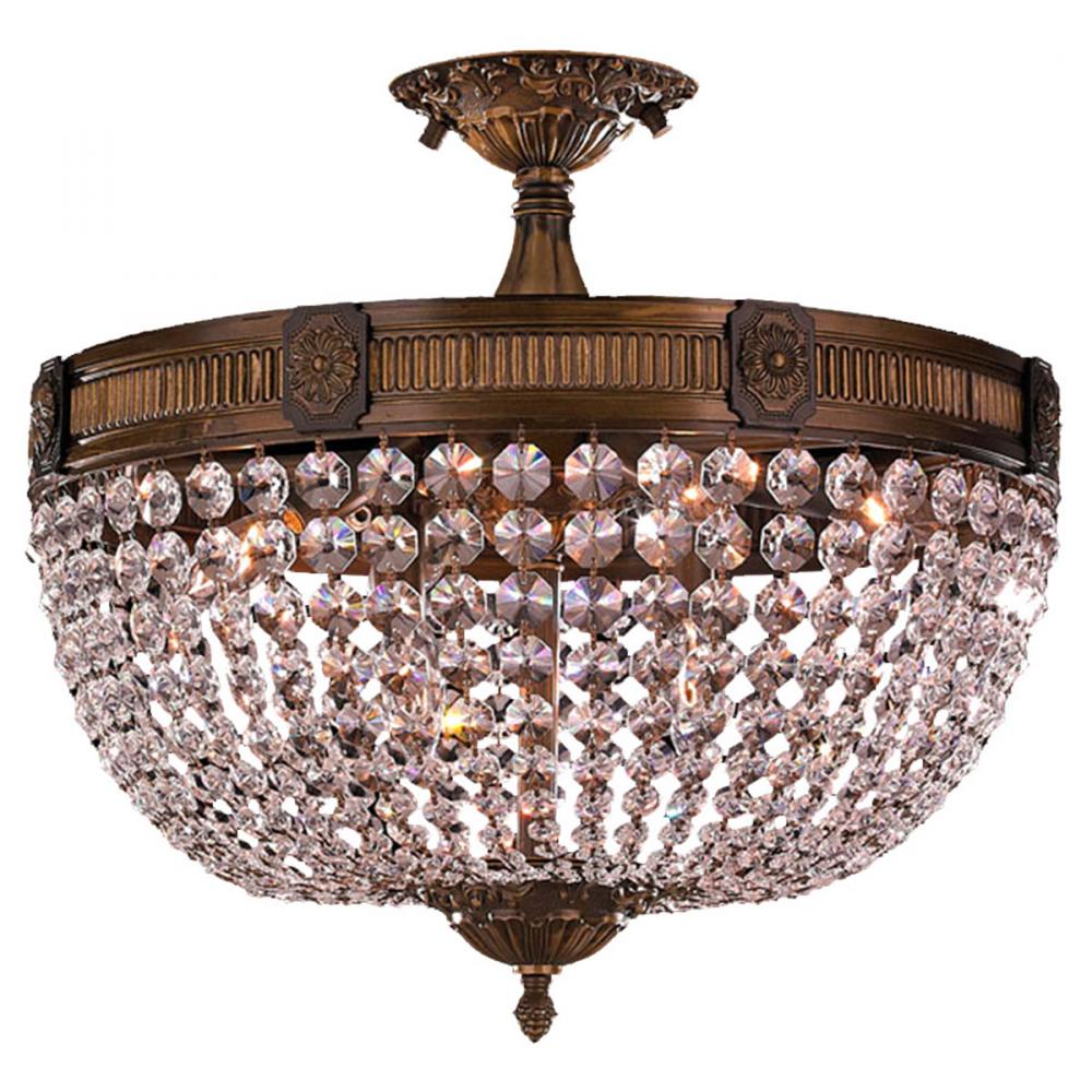 Winchester 6-Light Antique Bronze Finish and Clear Crystal Semi Flush Mount Ceiling Light 20 in. Dia