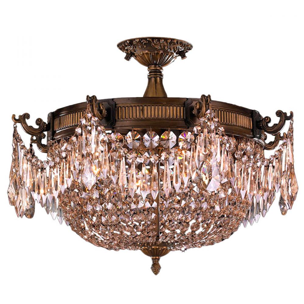 Winchester 3-Light Antique Bronze Finish and Golden Teak Crystal Semi Flush Mount Ceiling Light 20 i