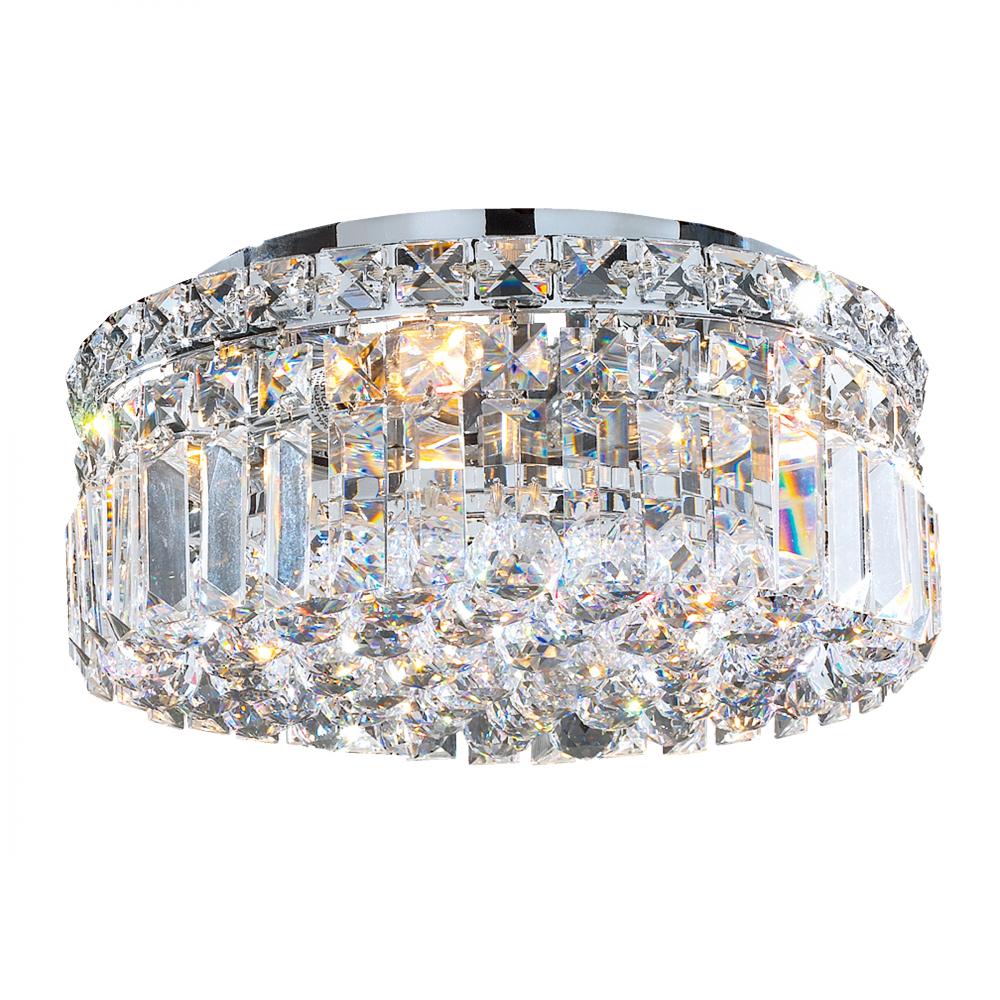 Cascade 4-Light Chrome Finish and Clear Crystal Flush Mount Ceiling Light 12 in. Dia x 5.5 in. H Rou