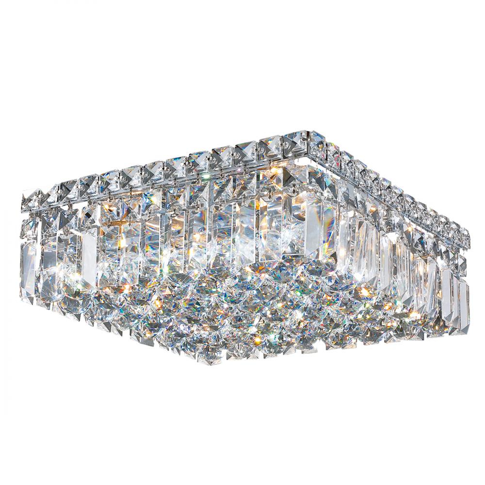 Cascade 4-Light Chrome Finish and Clear Crystal Flush Mount Ceiling Light 14 in. L x 14 in. W x 5.5 
