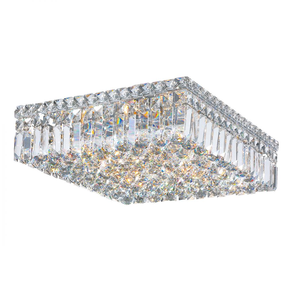 Cascade 6-Light Chrome Finish and Clear Crystal Flush Mount Ceiling Light 16 in. L x 16 in. W x 5.5 