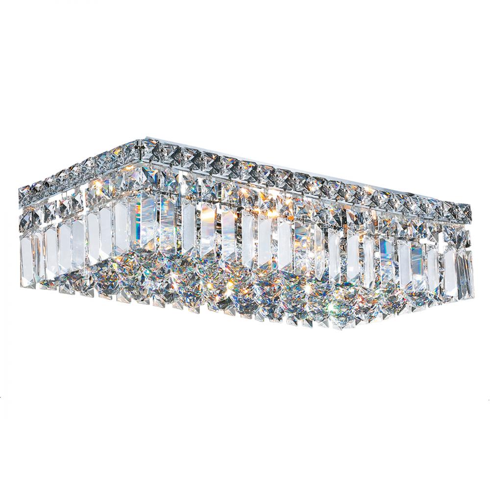 Cascade 4-Light Chrome Finish and Clear Crystal Flush Mount Ceiling Light 20 in. L x 10 in. W x 5 in