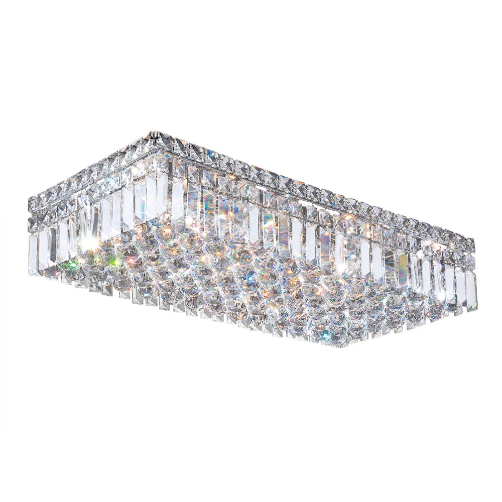 Cascade 6-Light Chrome Finish and Clear Crystal Flush Mount Ceiling Light 24 in. L x 12 in. W x 5 in